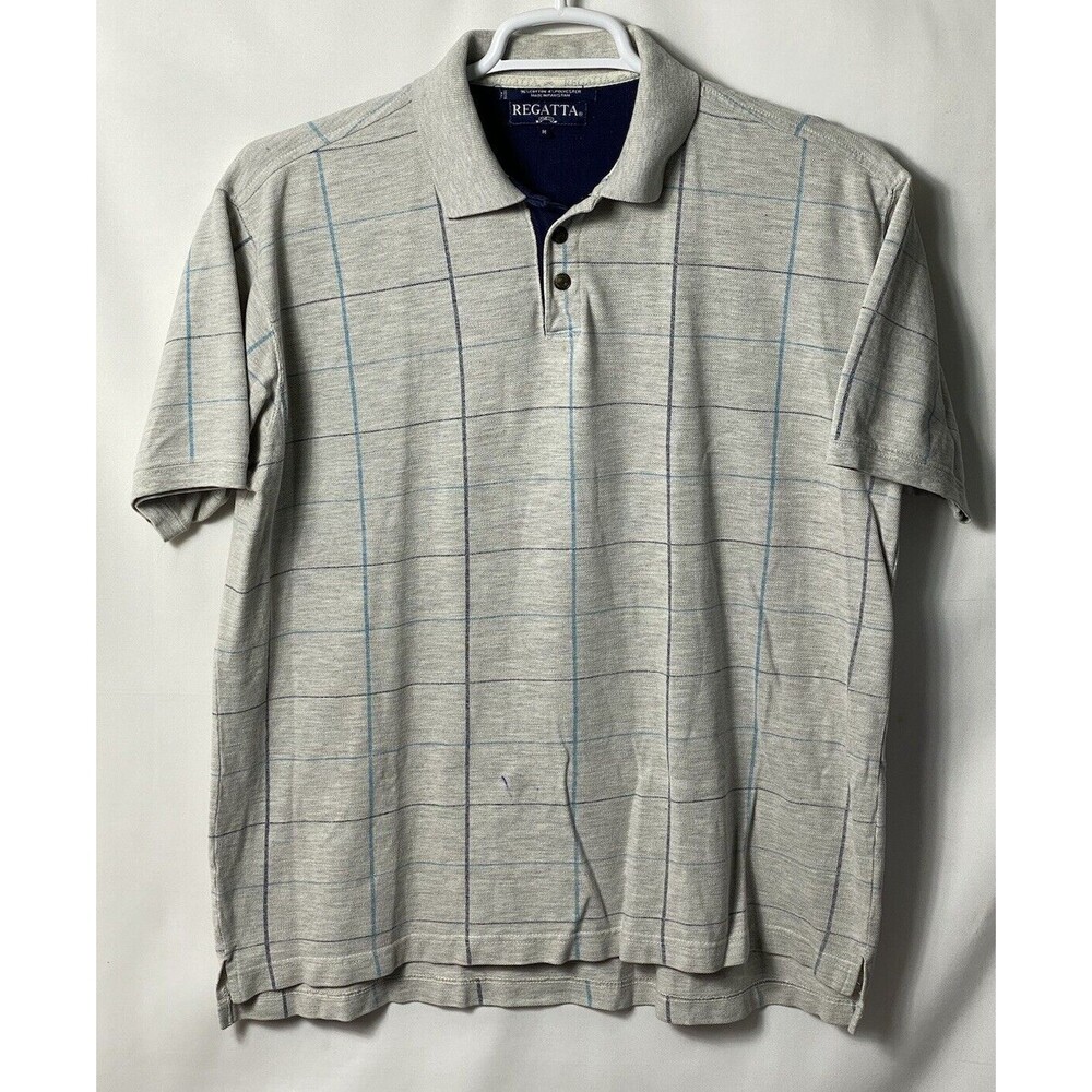 Regatta Polo Shirt Mens Size M Gray Striped